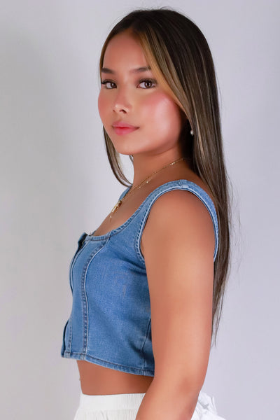 Jeans Warehouse Hawaii - TANK SOLID WOVEN CASUAL TOPS - DENIM DESIRES TOP | By ULTIMATE OFFPRICE