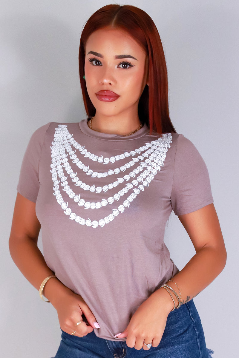 Jeans Warehouse Hawaii - S/S SCREEN - 5 STRAND PIKAKE LEI TEE | By LUZ
