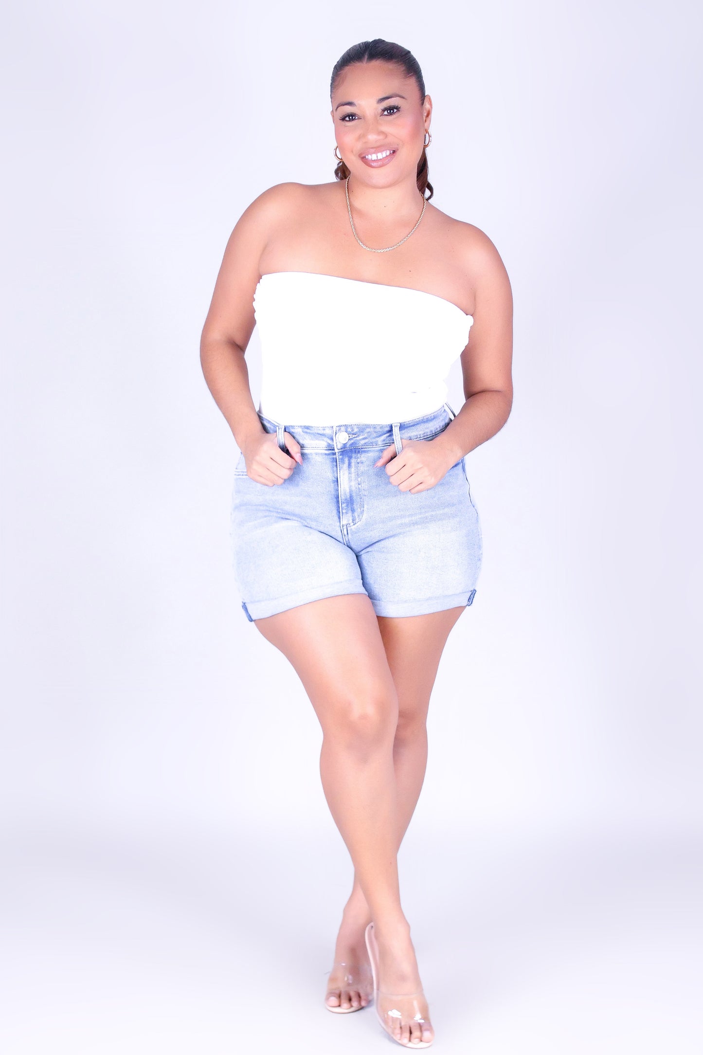 SOFT BLUES DENIM SHORTS