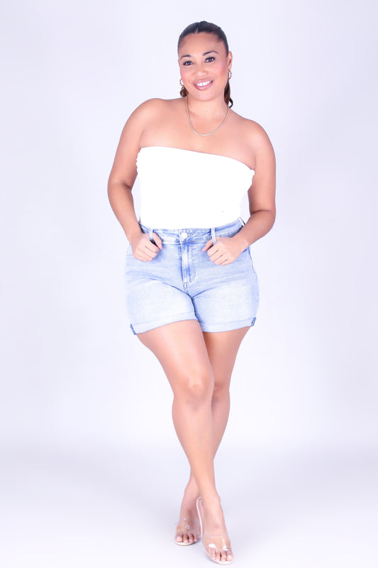 SOFT BLUES DENIM SHORTS