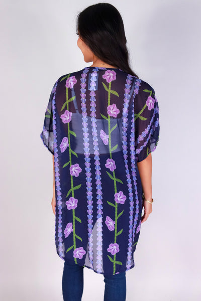 Jeans Warehouse Hawaii - S/S PRINT WOVEN DRESSY TOPS - POHUEHUE CHIFFON CARDIGAN | By LUZ