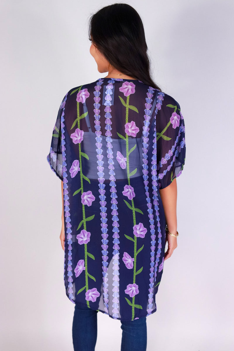Jeans Warehouse Hawaii - S/S PRINT WOVEN DRESSY TOPS - POHUEHUE CHIFFON CARDIGAN | By LUZ
