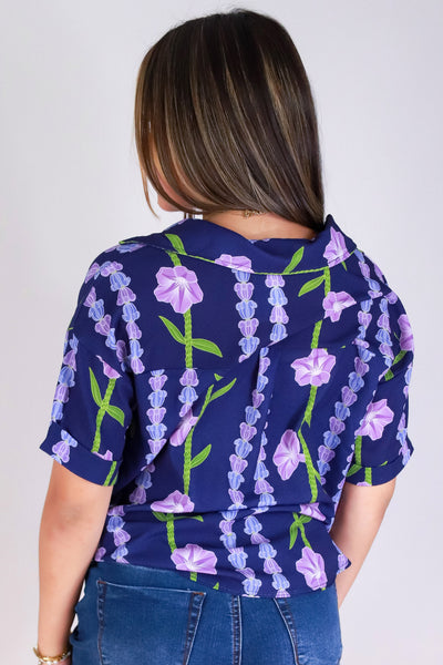 Jeans Warehouse Hawaii - S/S PRINT WOVEN DRESSY TOPS - POHUEHUE BUTTON DOWN TOP | By LUZ