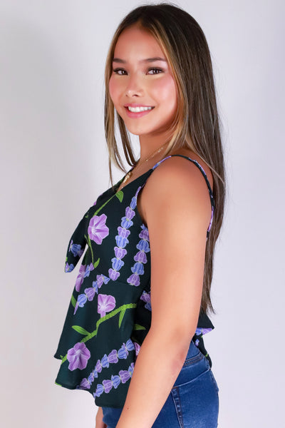 Jeans Warehouse Hawaii - TANK PRINT WOVEN DRESSY TOPS - POHUEHUE TOP | By LUZ