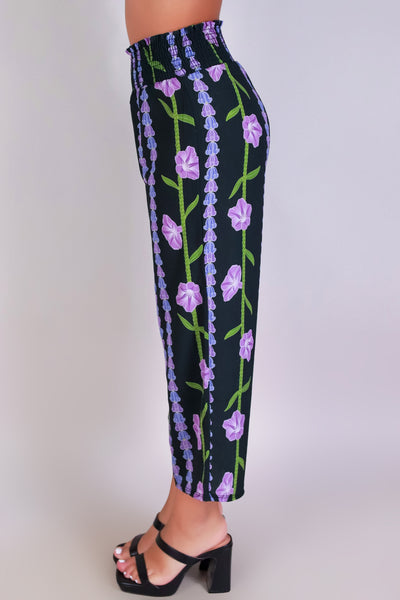 Jeans Warehouse Hawaii - PRINT WOVEN PANTS - POHUEHUE SMOCK WAIST CAPRI PANTS | By LUZ