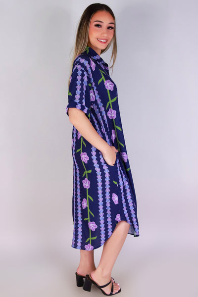 Jeans Warehouse Hawaii - SLEEVE SHORT PRINT DRESSES - POHUEHUE BUTTON DOWN DRESS | By LUZ