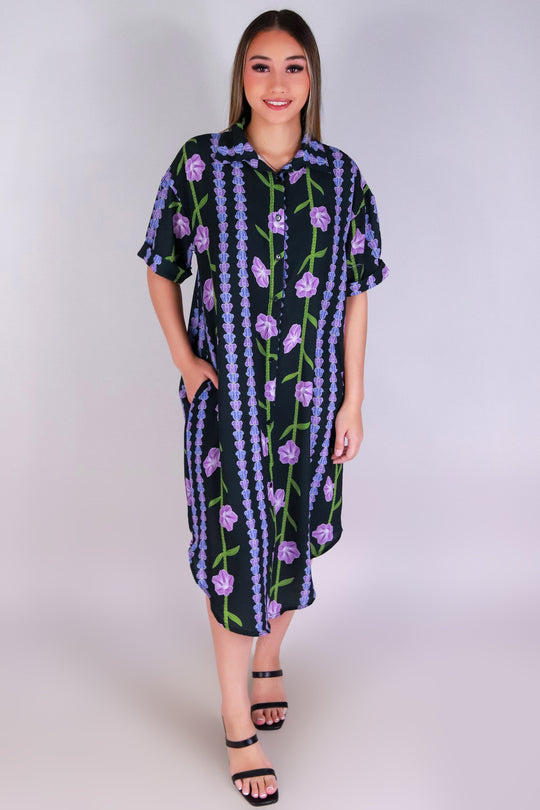 POHUEHUE BUTTON DOWN DRESS