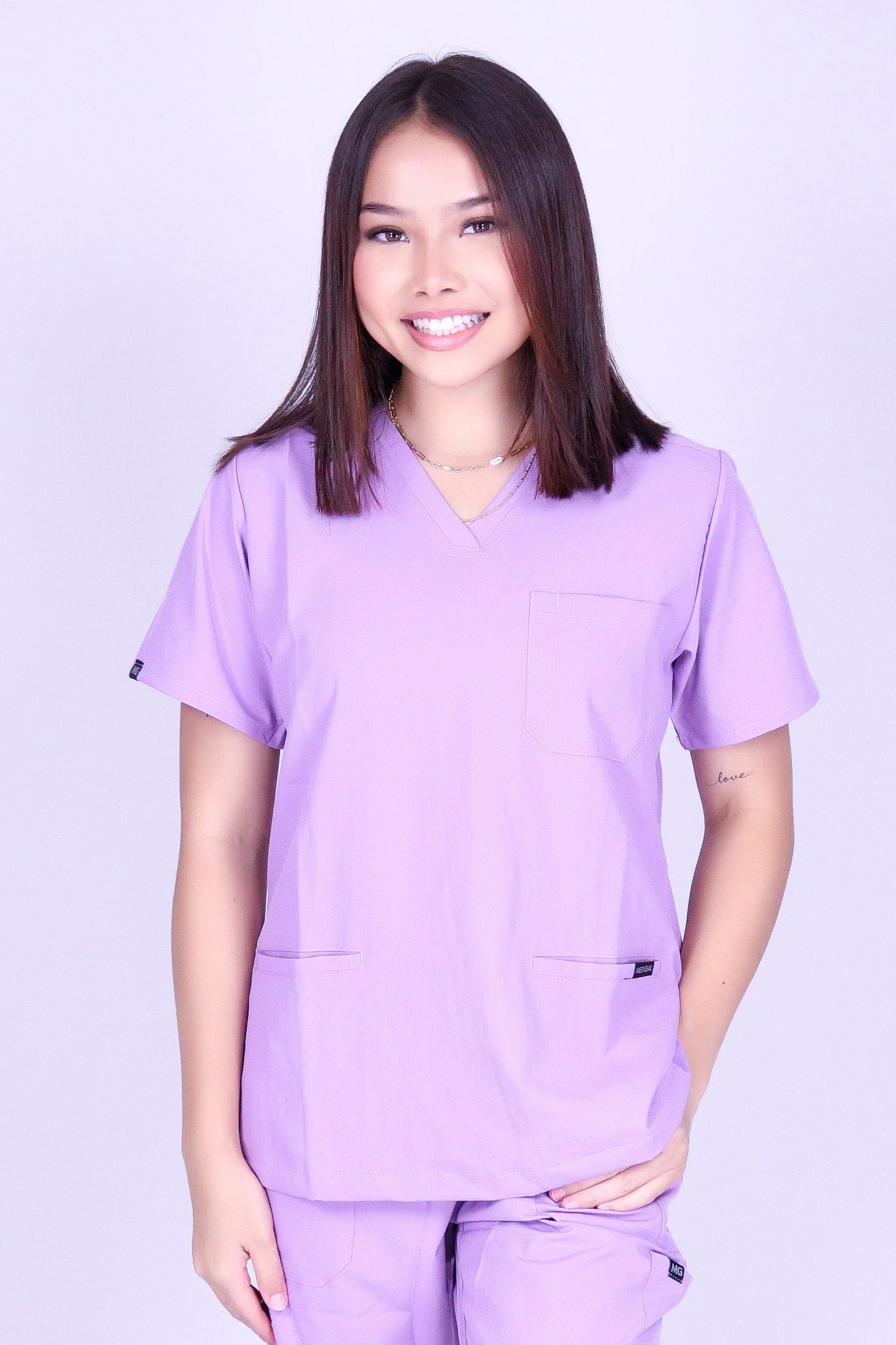 HERE TO HELP SCRUB TOP