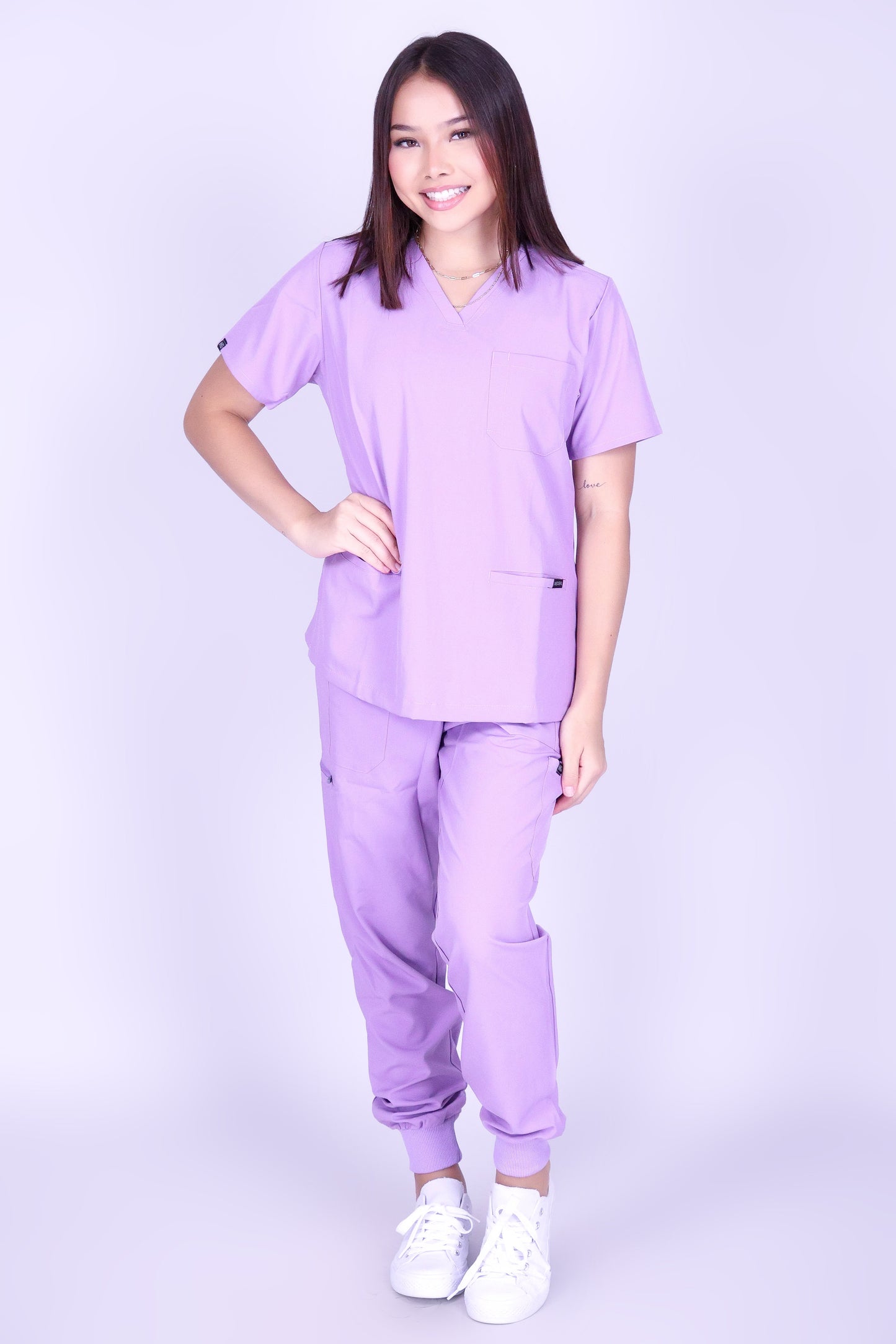 HERE TO HELP SCRUB TOP
