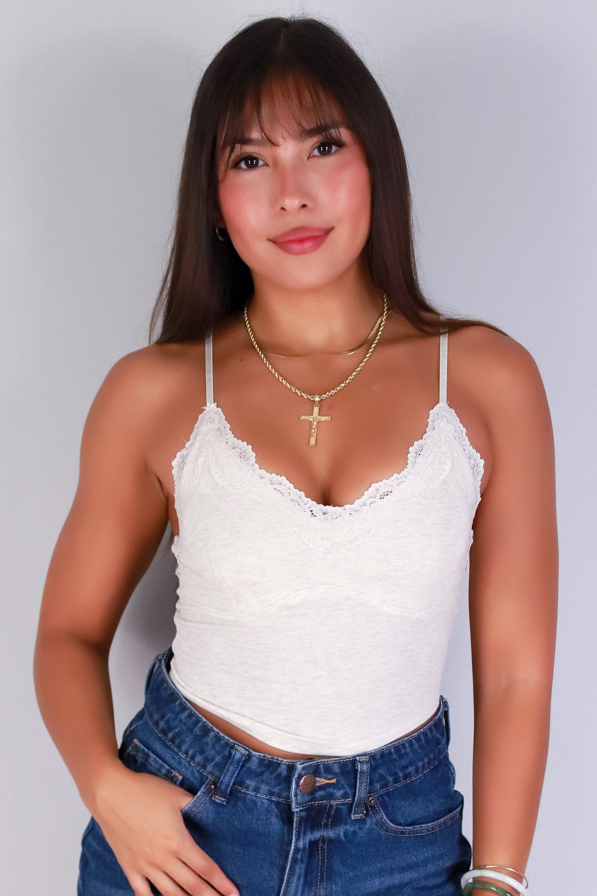 Jeans Warehouse Hawaii - SL CASUAL SOLID - SWEET TRIM CROP TOP | By CRESCITA APPAREL/SHINE I