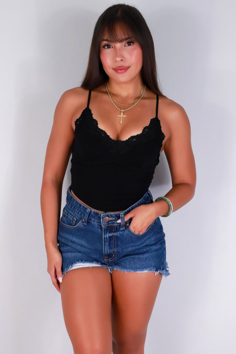 Jeans Warehouse Hawaii - SL CASUAL SOLID - SWEET TRIM CROP TOP | By CRESCITA APPAREL/SHINE I