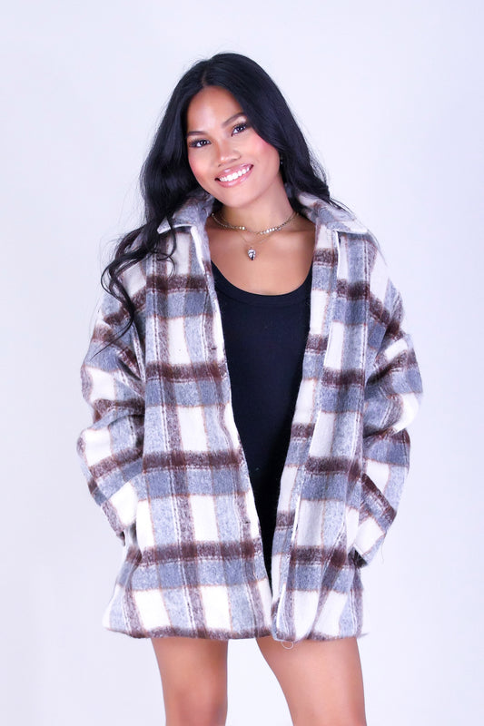 WEEKEND CHECK OVERSIZED SHACKET