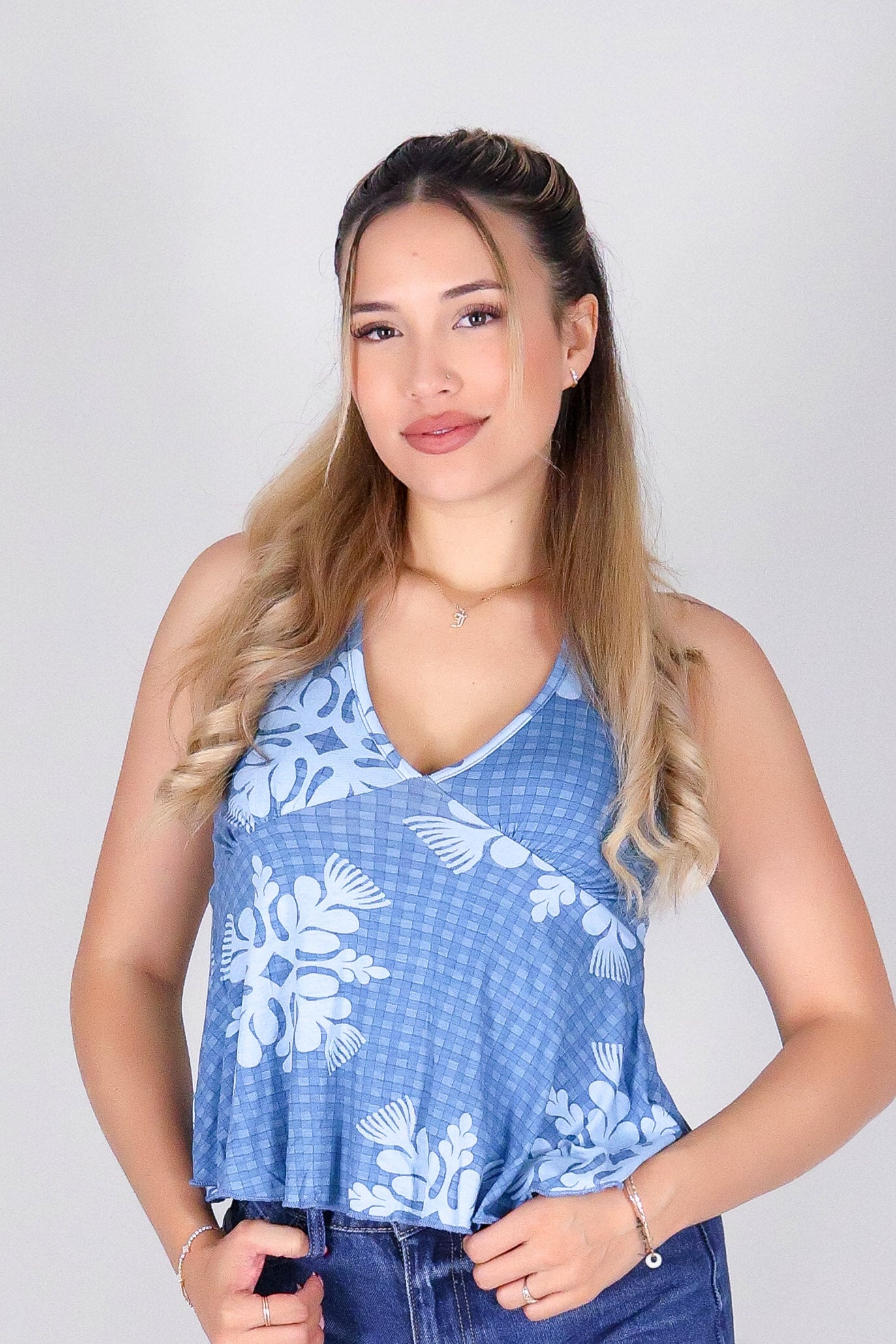 GINGHAM OHIA HALTER TOP