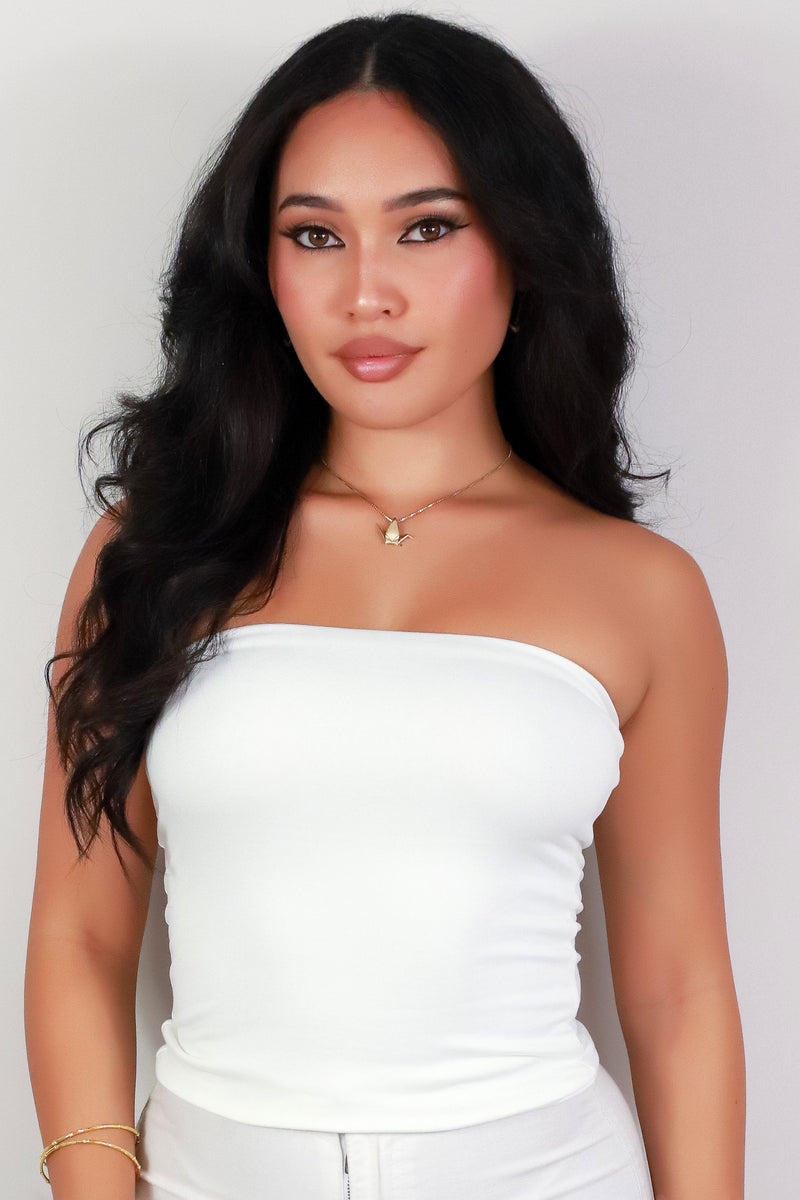 Jeans Warehouse Hawaii - S/L SOLID KNIT TOPS - IN YOUR HEAD TUBE TOP | By OLIVE & CO