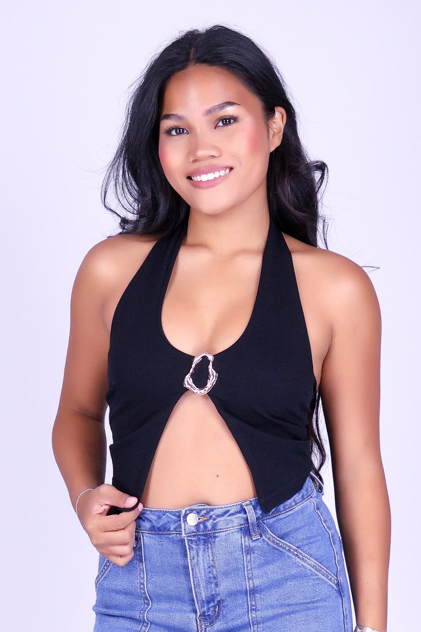 DESERT GOLD FLYAWAY HALTER TOP