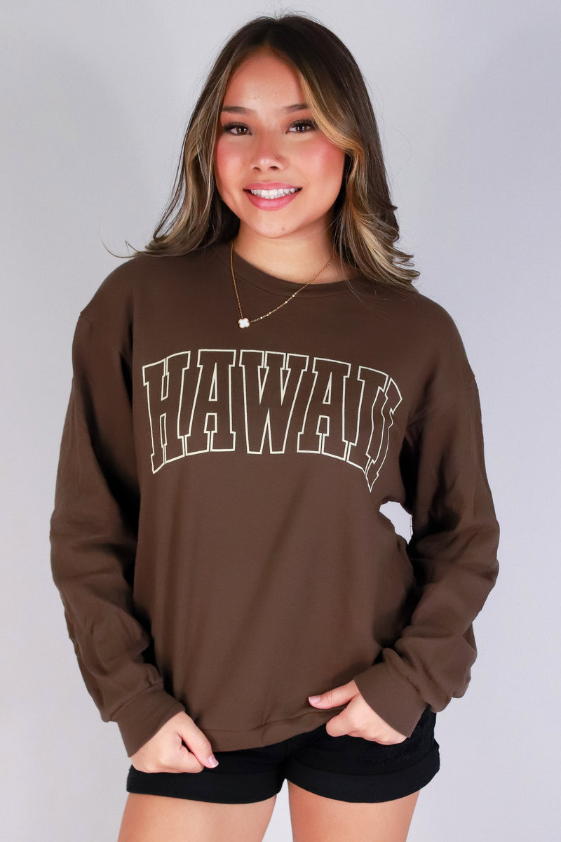 Jeans Warehouse Hawaii - SOLID LONG SLV TOPS - HAWAII OUTLINE SWEATER | By ROCK & ROSE BY CHERIE