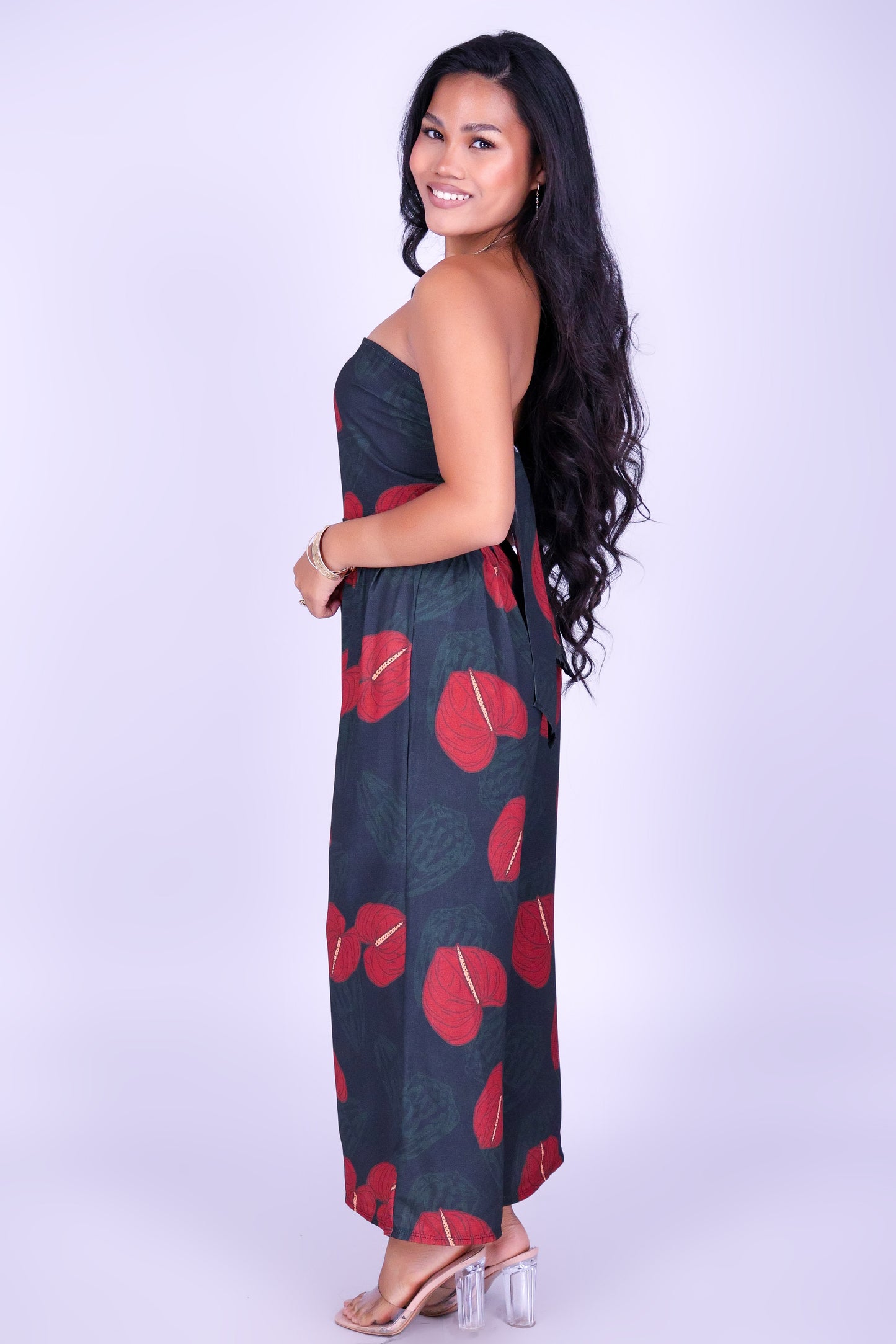 ANTHURIUM SHELL TIE BACK JUMPSUIT