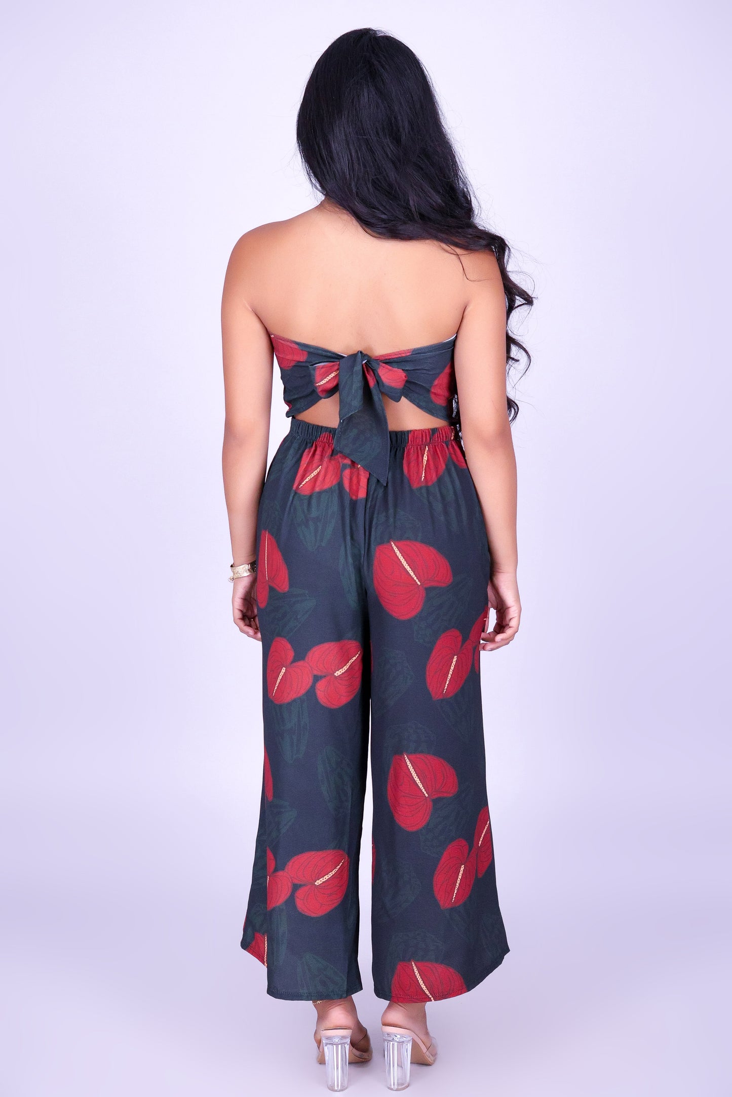 ANTHURIUM SHELL TIE BACK JUMPSUIT