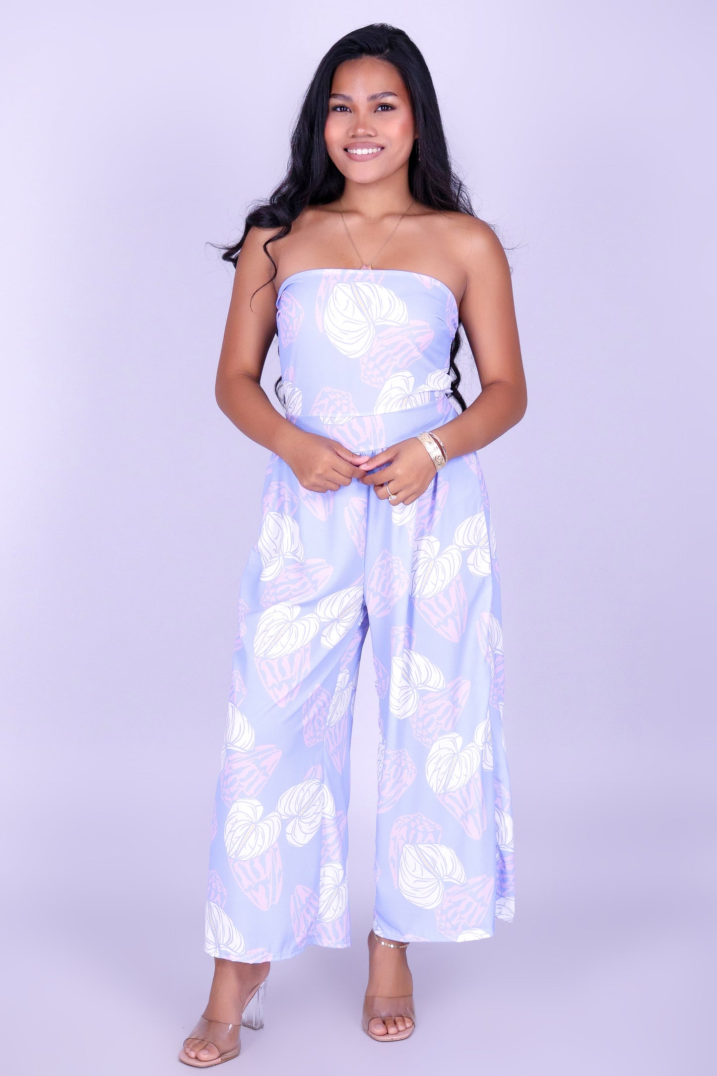 ANTHURIUM SHELL TIE BACK JUMPSUIT