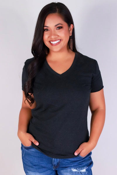 Jeans Warehouse Hawaii - PLUS BASIC V NECK TEES - TO YOURSELF TOP | By ROSIO