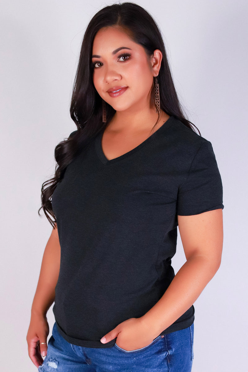 Jeans Warehouse Hawaii - PLUS BASIC V NECK TEES - TO YOURSELF TOP | By ROSIO