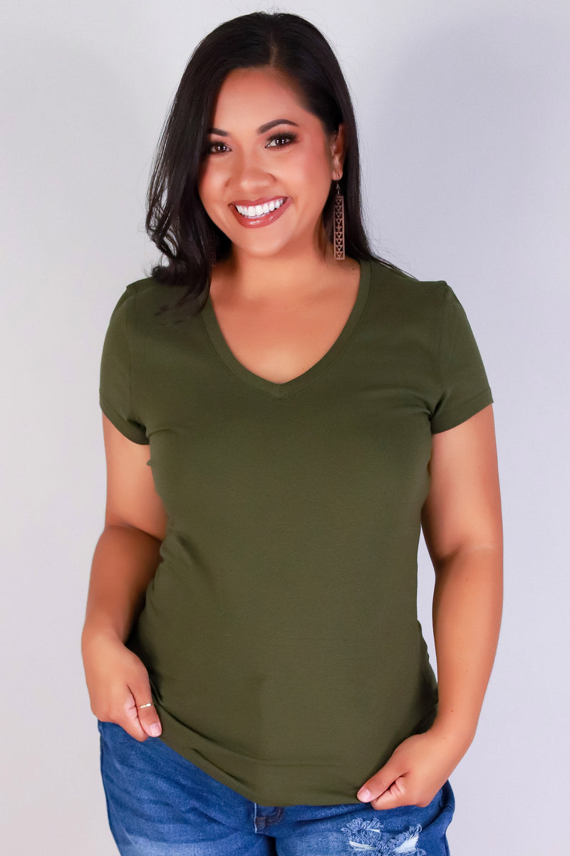 Jeans Warehouse Hawaii - PLUS BASIC V NECK TEES - TO YOURSELF TOP | By ROSIO