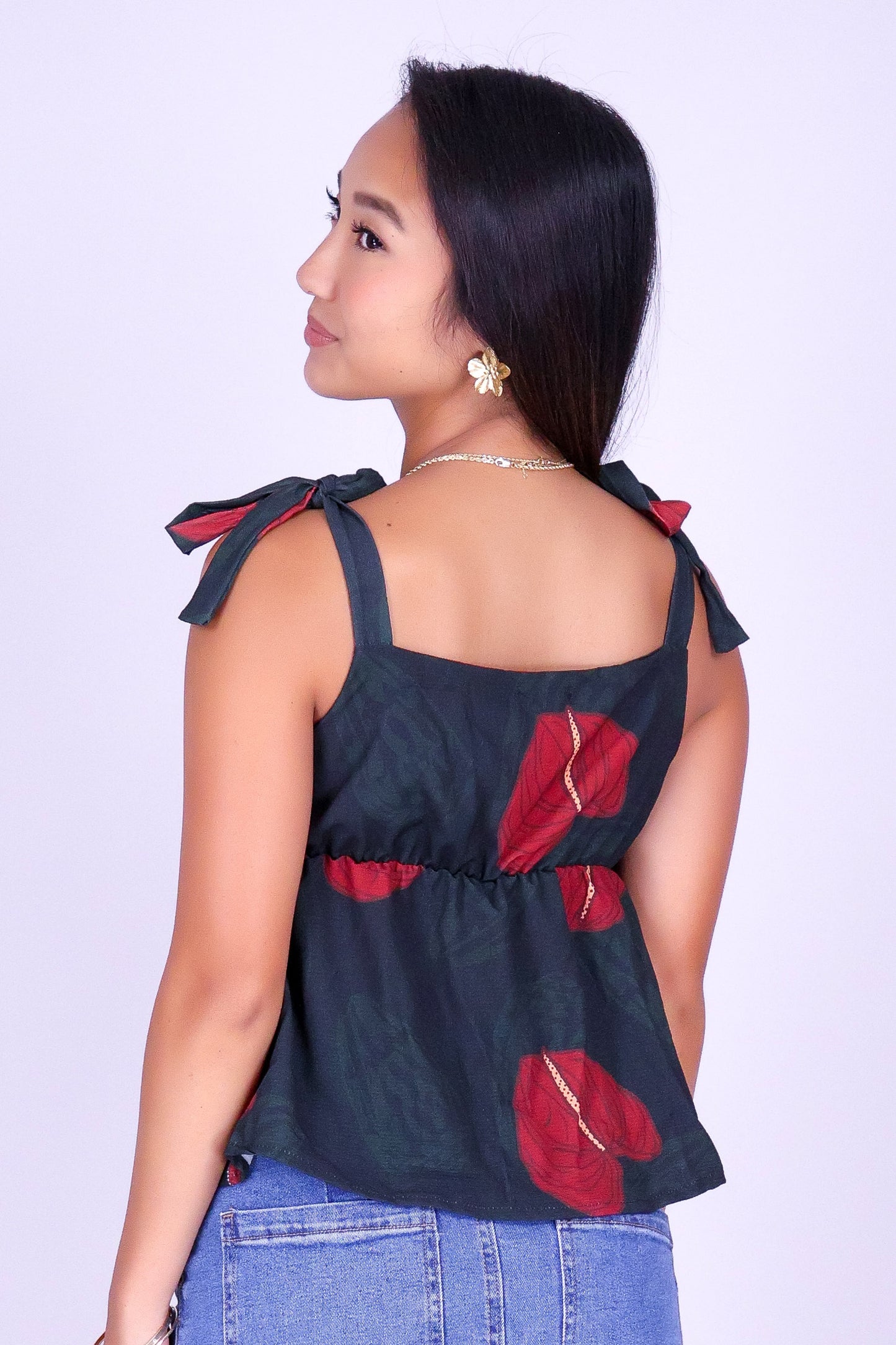 ANTHURIUM SHELL TIE STRAPS TOP
