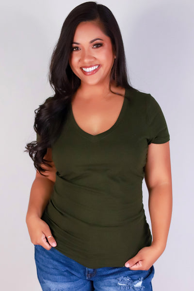 Jeans Warehouse Hawaii - PLUS BASIC V NECK TEES - I DON'T MIND TOP | By CRESCITA APPAREL/SHINE I