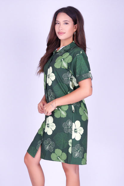 HIBISCUS PARADISE BUTTON DOWN DRESS