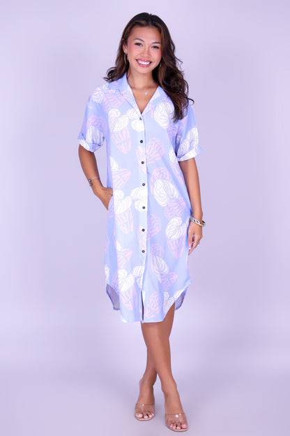 ANTHURIUM SHELL BUTTON DOWN DRESS