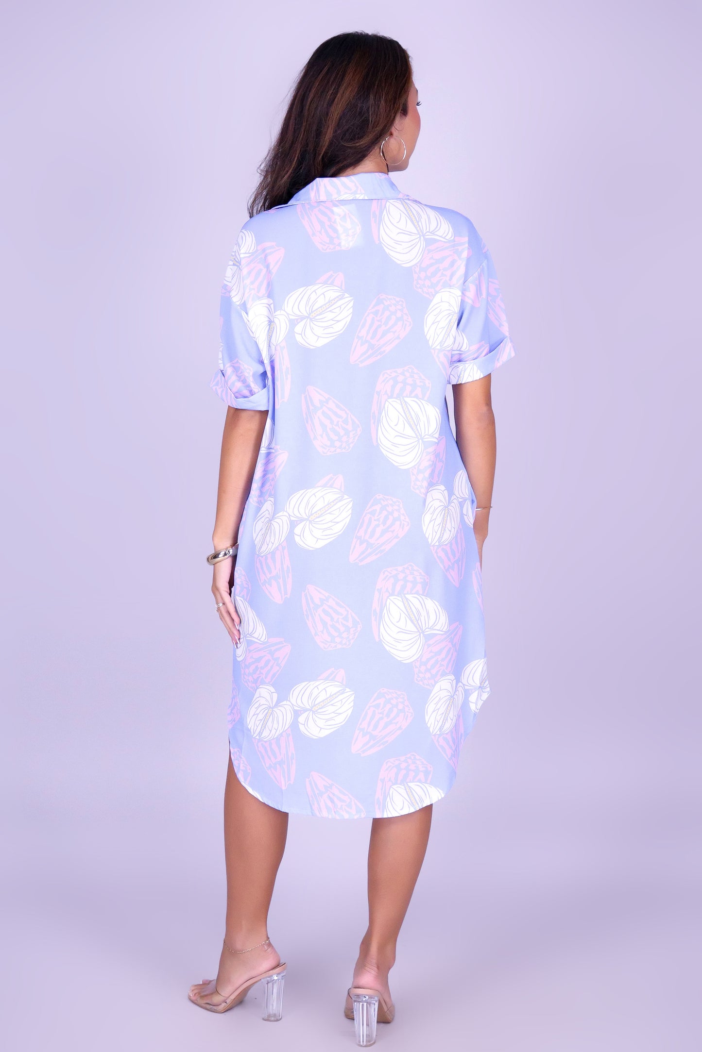 ANTHURIUM SHELL BUTTON DOWN DRESS