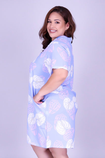 ANTHURIUM SHELL BUTTON DOWN DRESS