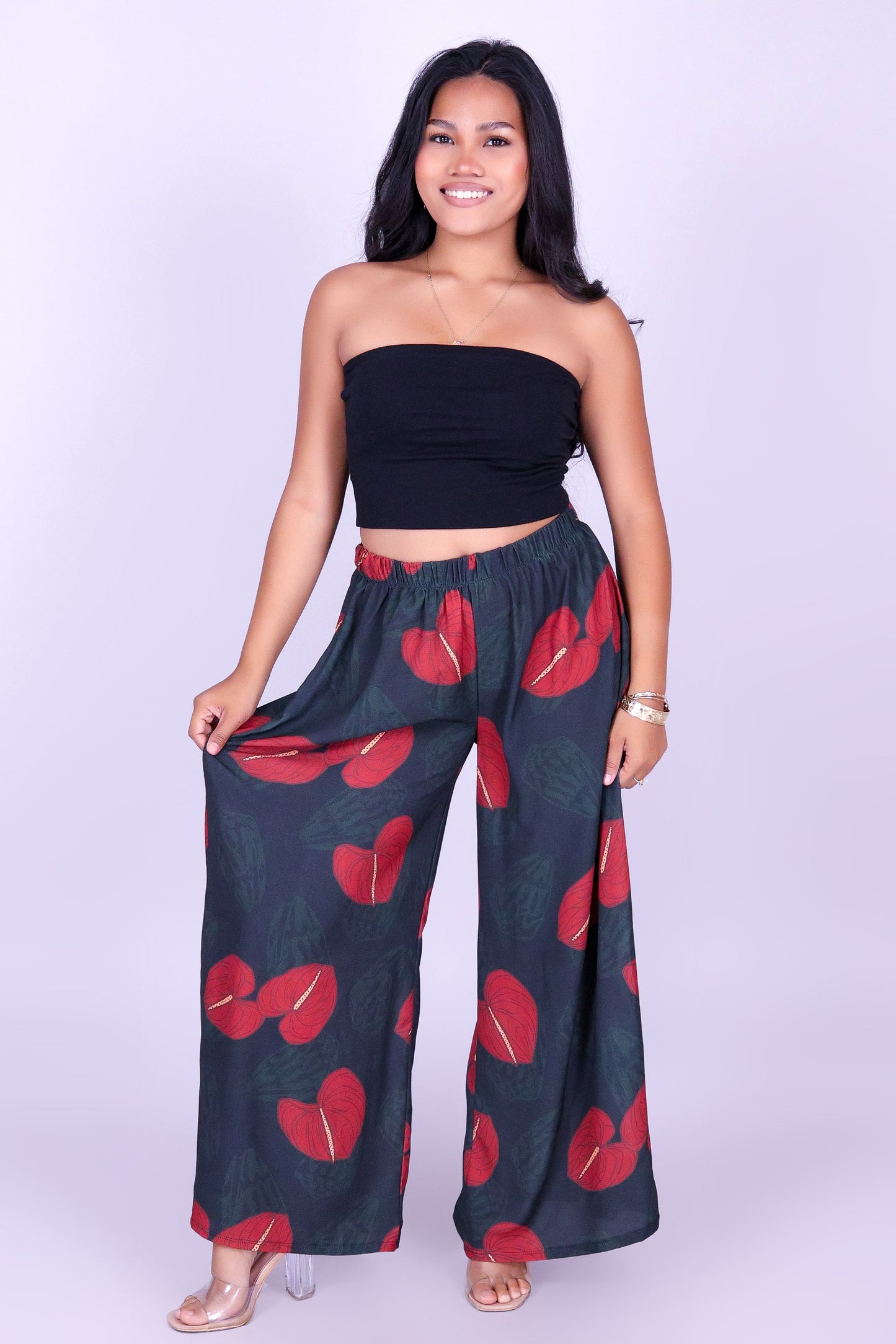 ANTHURIUM SHELL PALAZZO PANTS