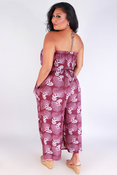 Jeans Warehouse Hawaii - PLUS PRINTED JUMPSUITS - OHIA LEHUA TUBE JUMPSUIT | By LUZ