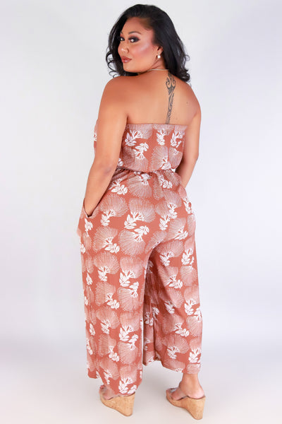 Jeans Warehouse Hawaii - PLUS PRINTED JUMPSUITS - OHIA LEHUA TUBE JUMPSUIT | By LUZ