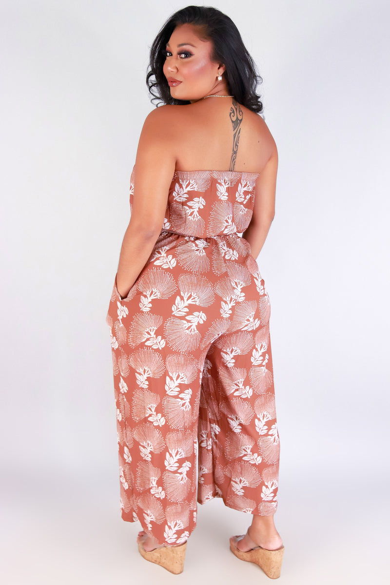 Jeans Warehouse Hawaii - PLUS PRINTED JUMPSUITS - OHIA LEHUA TUBE JUMPSUIT | By LUZ
