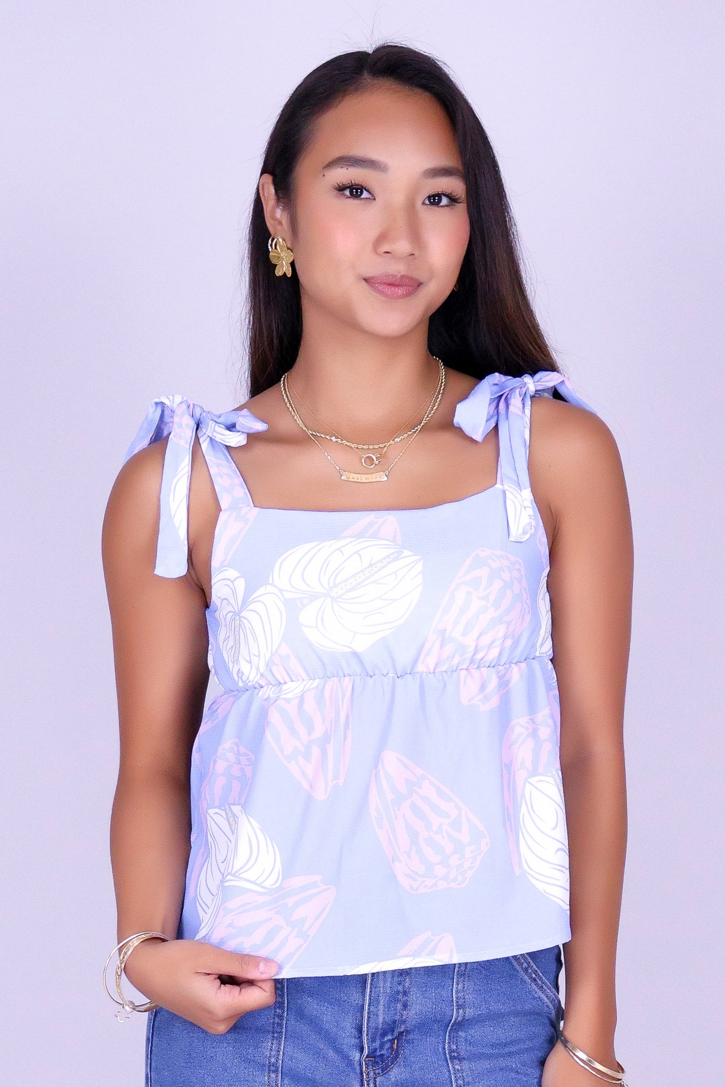 ANTHURIUM SHELL TIE STRAPS TOP