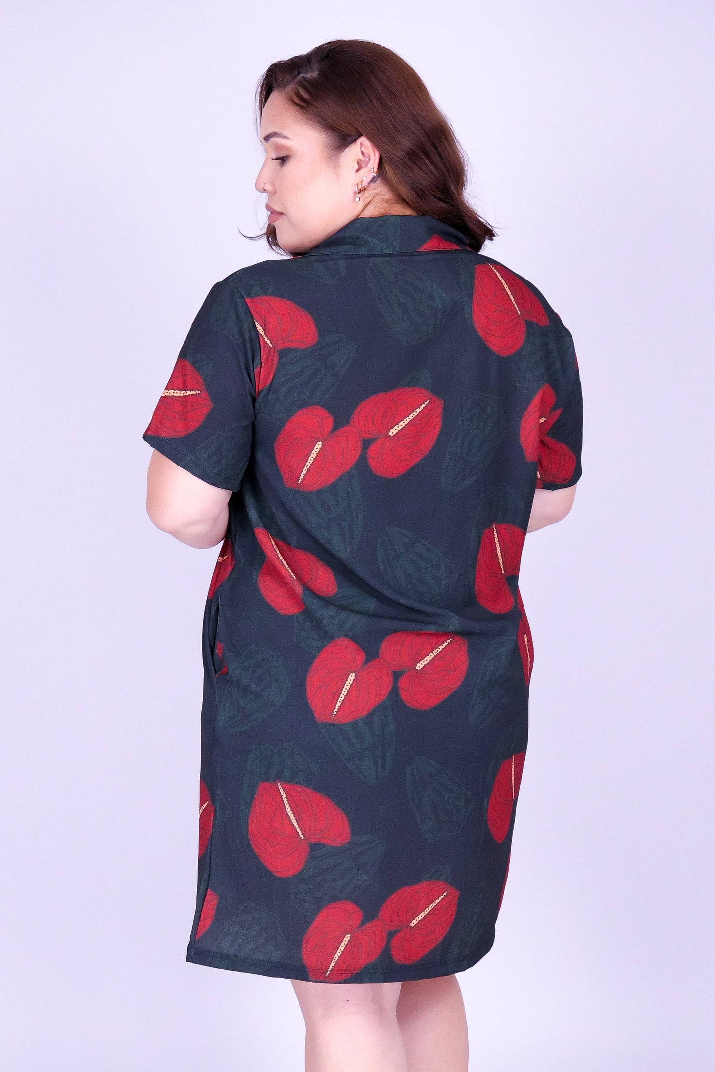 ANTHURIUM SHELL BUTTON DOWN DRESS