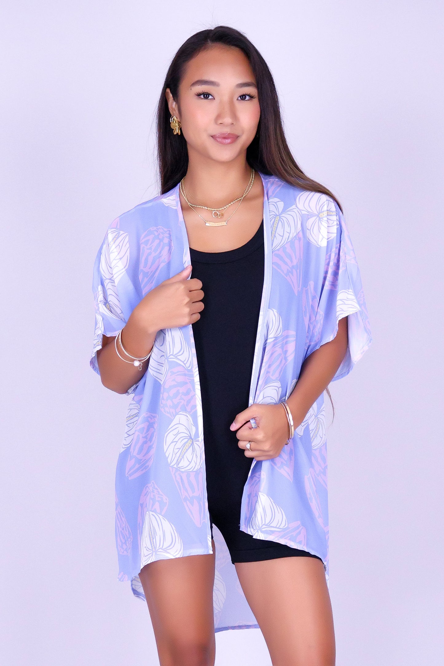 ANTHURIUM SHELL CHIFFON CARDIGAN