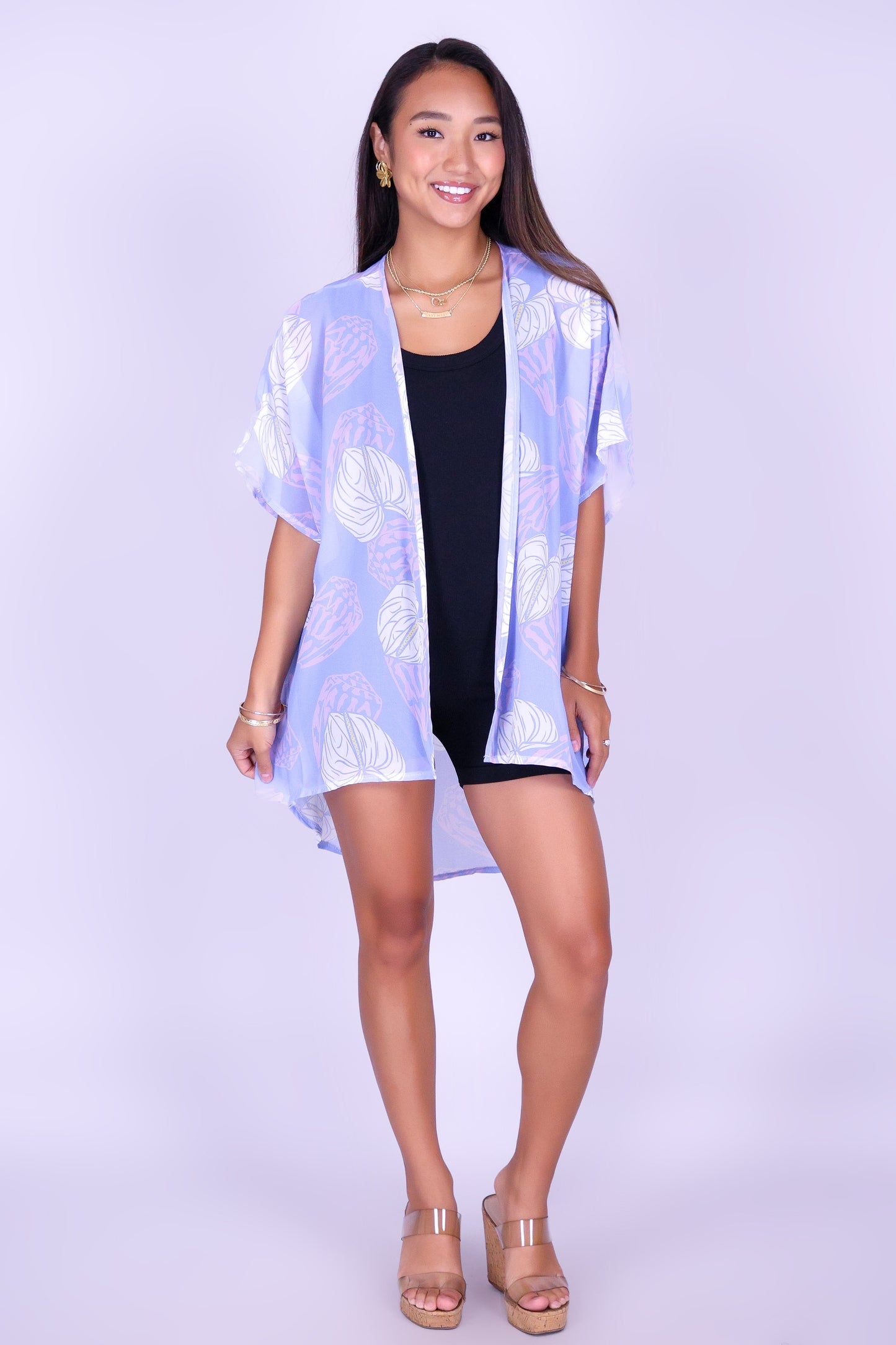ANTHURIUM SHELL CHIFFON CARDIGAN