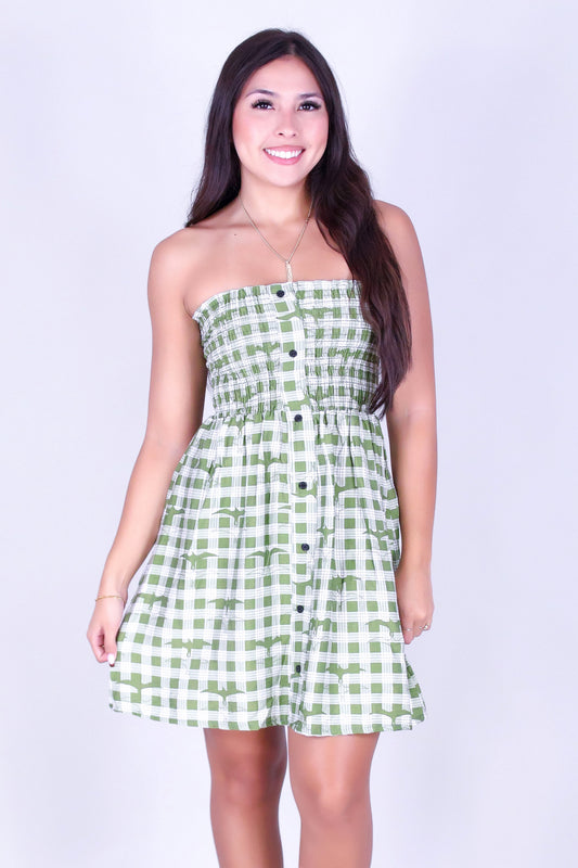 IWA PALAKA SMOCKED BABYDOLL DRESS