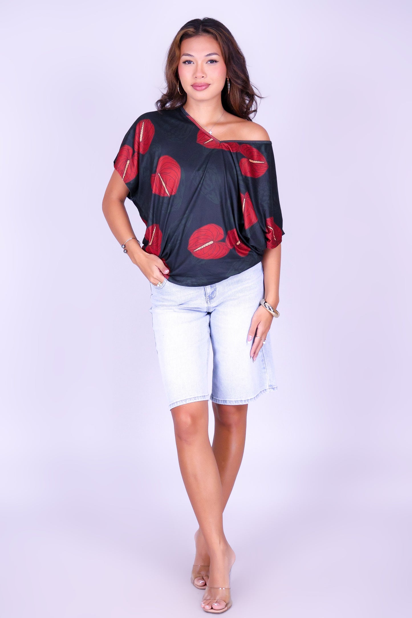ANTHURIUM SHELL DOLMAN TOP