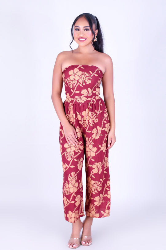 TROPICAL GARDEN TIE BACK JUMPSUIT