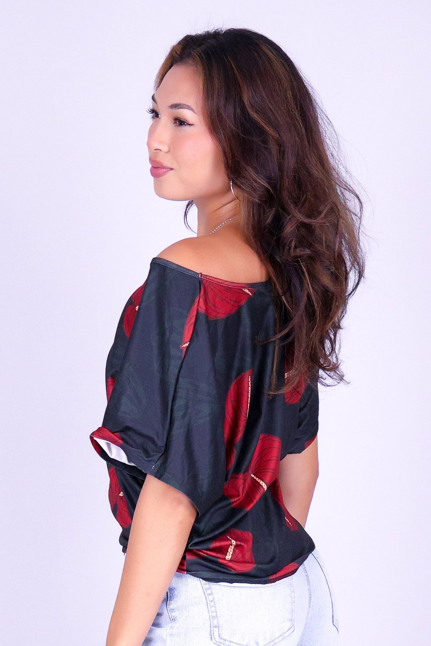 ANTHURIUM SHELL DOLMAN TOP