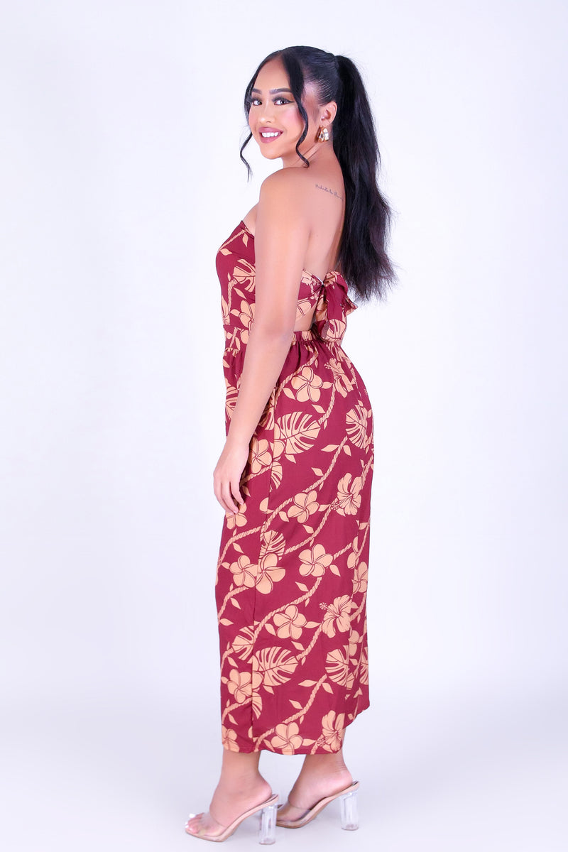 TROPICAL GARDEN TIE BACK JUMPSUIT