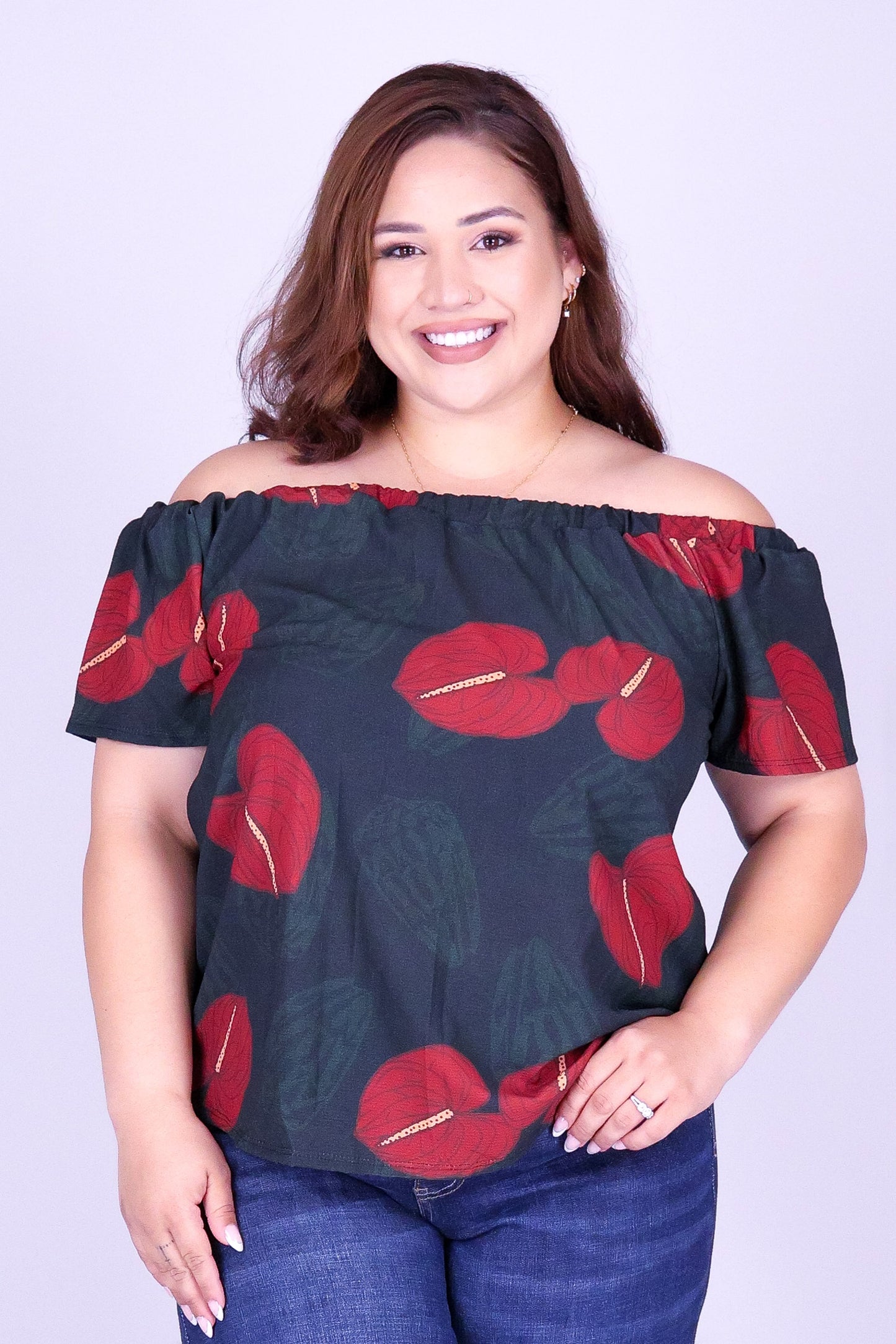 ANTHURIUM SHELL OFF SHOULDER TOP