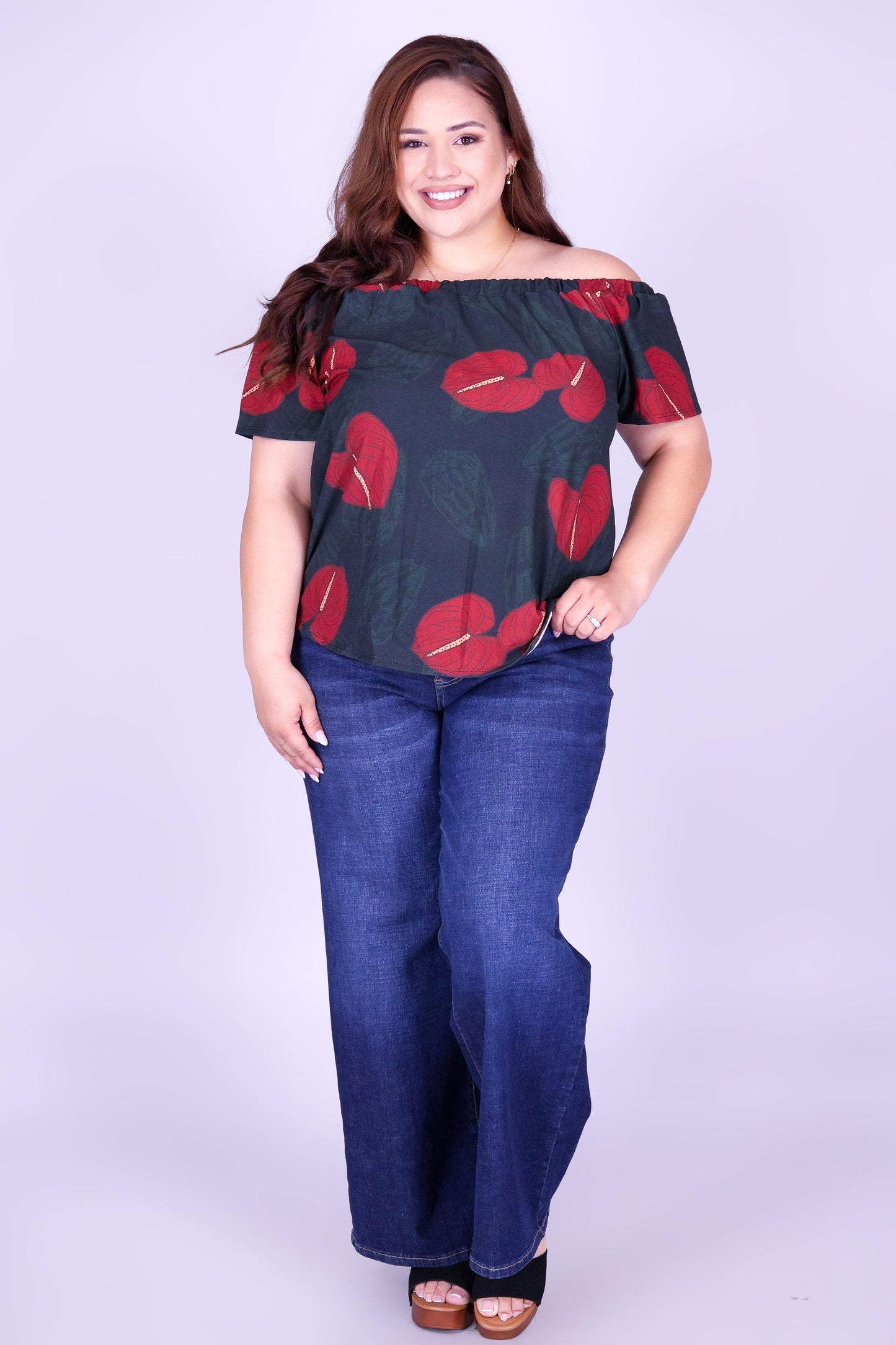 ANTHURIUM SHELL OFF SHOULDER TOP
