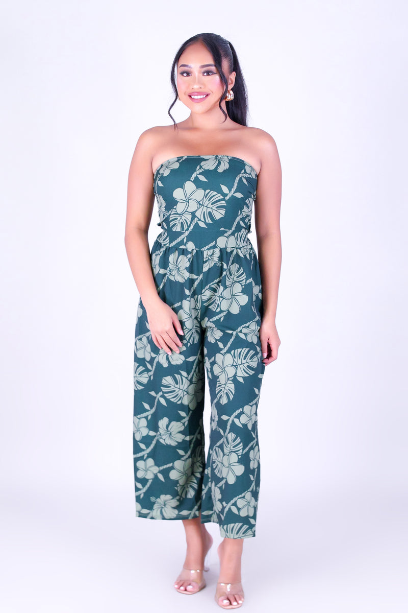 TROPICAL GARDEN TIE BACK JUMPSUIT