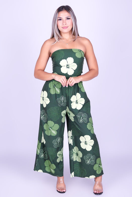 HIBISCUS PARADISE TIE BACK JUMPSUIT