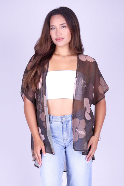HIBISCUS PARADISE CHIFFON CARDIGAN